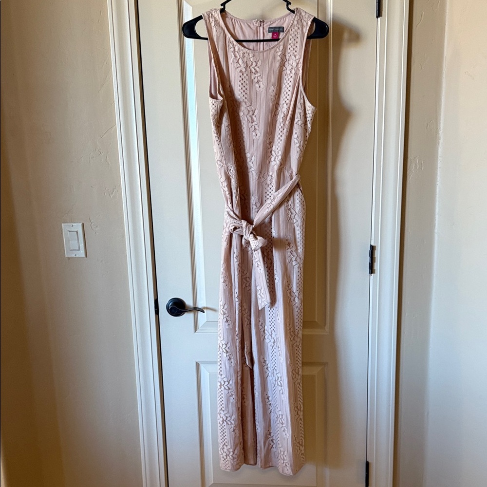 VINCE CAMUTO Cropped Jumpsuit, BLUSH COLOR Lace Detail